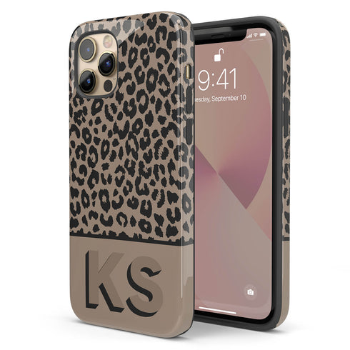 Boho Leopard 3D Initials iPhone Case
